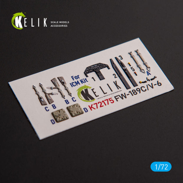 Focke Wulf FW-189C/V-6. Interior 3D Decals (for ICM Aircraft model kit) Scale 1:72 KeliK K72175