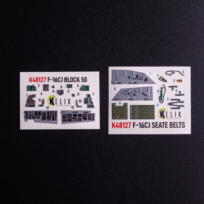 F-16CJ Fighting Falcon. Interior 3D Decals (for Tamiya Aircraft model kit) Scale 1:48 KeliK K48127