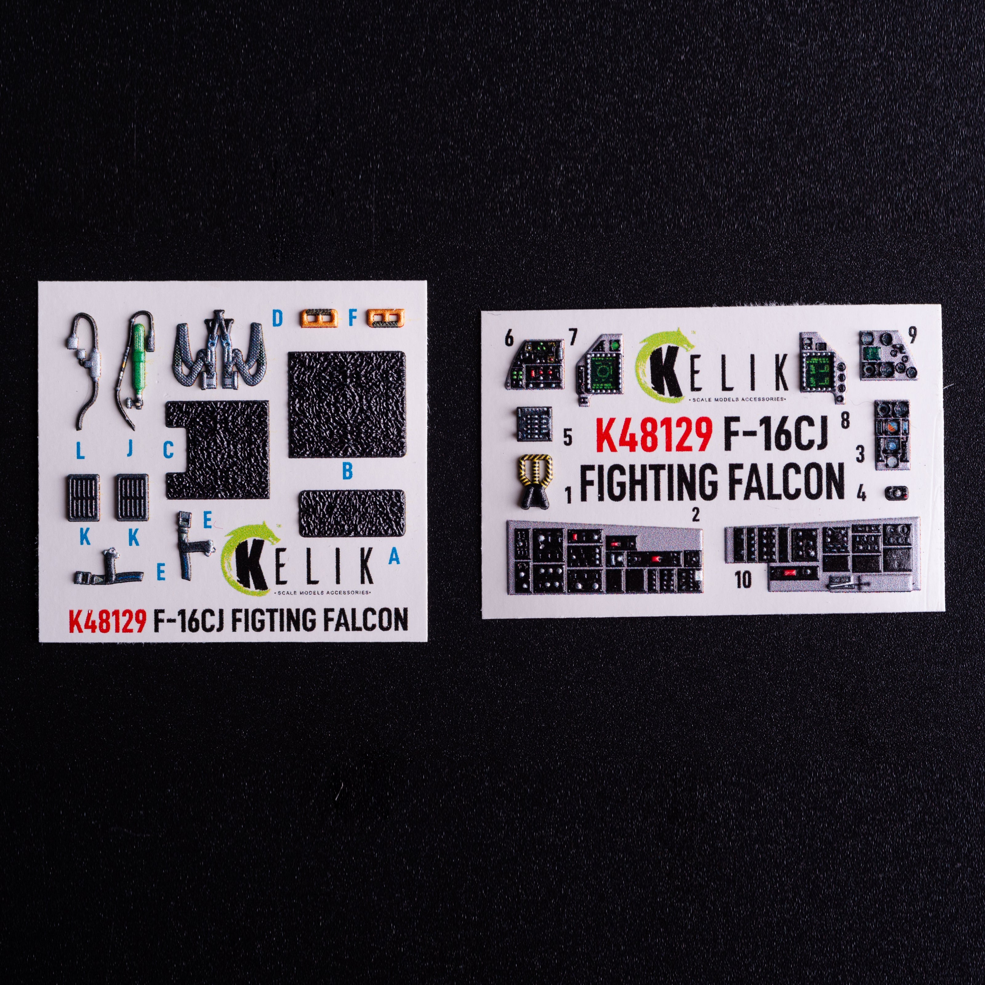 F-16CJ Fighting Falcon. Interior 3D Decals (for Hasegawa Aircraft model kit) Scale 1:48 KeliK K48129