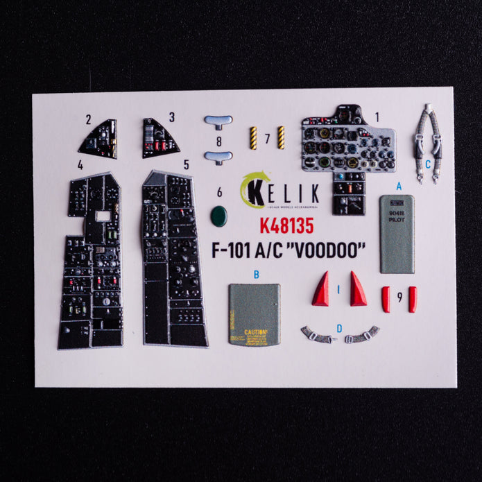 McDonnell F-101A/C VooDoo. Interior 3D Decals (for Zimi Model/KittyHawk Aircraft model kit) Scale 1:48 KeliK K48135