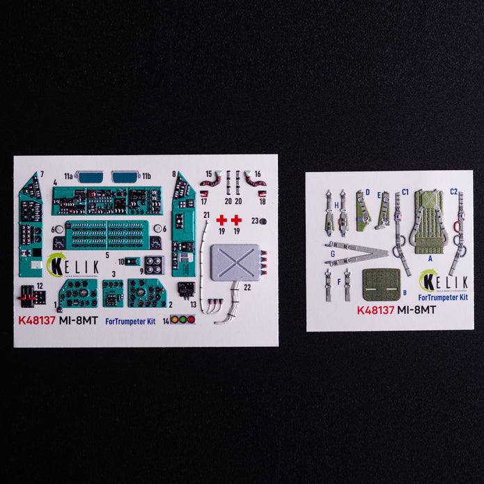 Mil Mi-8MT. Interior 3D Decals (for Trumpeter Helicopter model kit) Scale 1:48 KeliK K48137