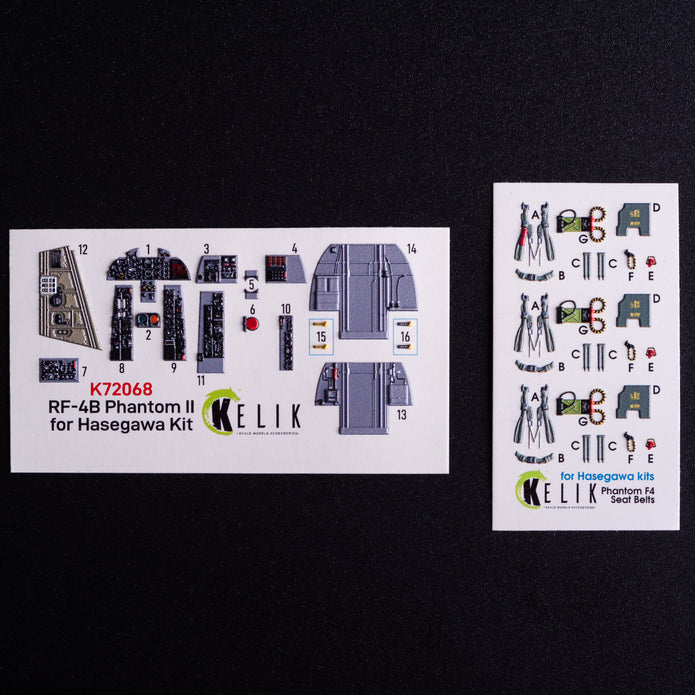 McDonnell Douglas RF-4B Phantom II. Interior 3D Decals (for Hasegawa Aircraft model kit) Scale 1:72 KeliK K72068