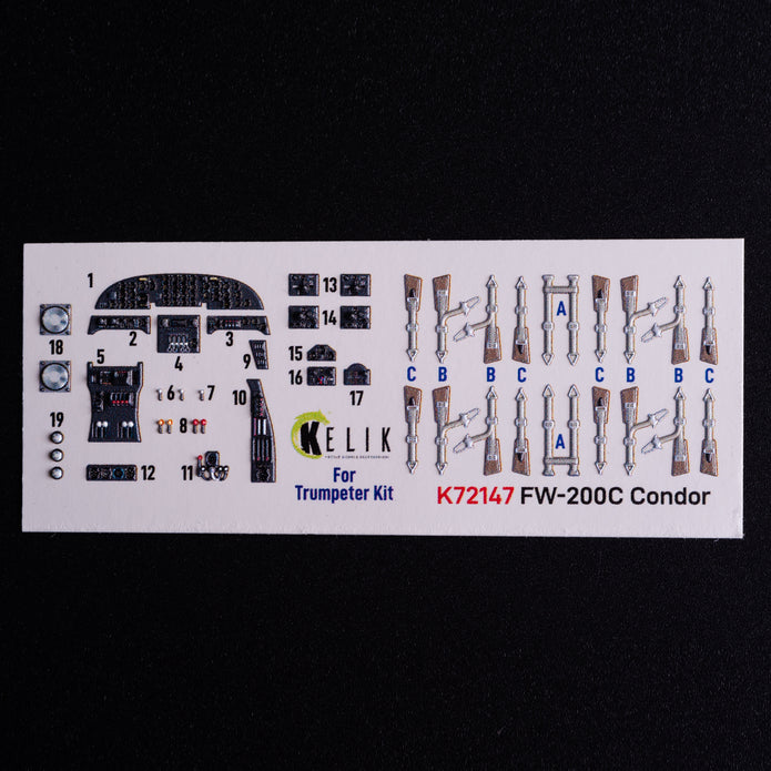 Focke-Wulf Fw 200C Condor. Interior 3D Decals (for Trumpeter Aircraft model kit) Scale 1:72 KeliK K72147