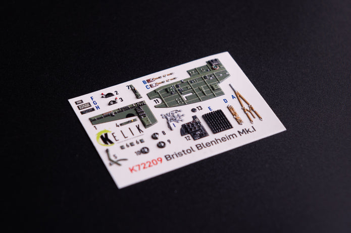 Bristol Bleninheim Mk.1. Interior 3D Decals (for Airfix Aircraft model kit) Scale 1:72 KeliK K72209