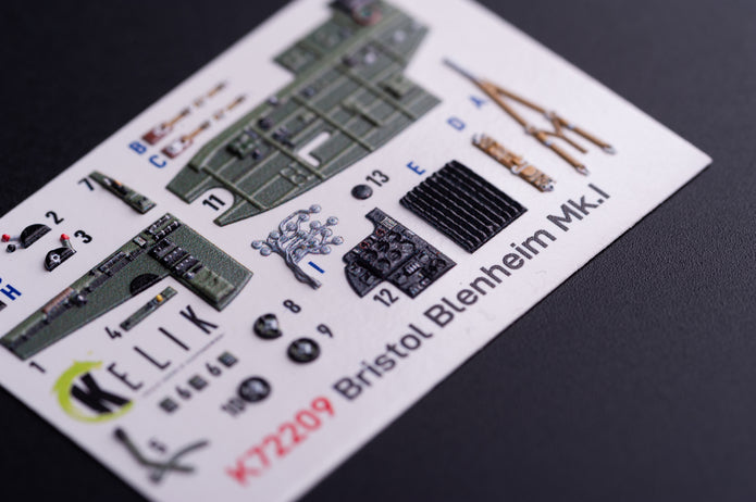 Bristol Bleninheim Mk.1. Interior 3D Decals (for Airfix Aircraft model kit) Scale 1:72 KeliK K72209