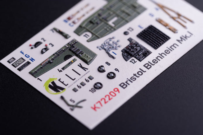 Bristol Bleninheim Mk.1. Interior 3D Decals (for Airfix Aircraft model kit) Scale 1:72 KeliK K72209