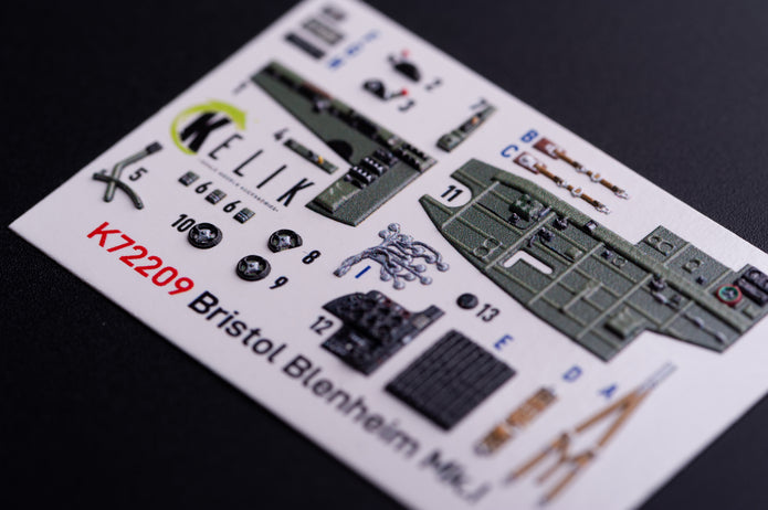 Bristol Bleninheim Mk.1. Interior 3D Decals (for Airfix Aircraft model kit) Scale 1:72 KeliK K72209