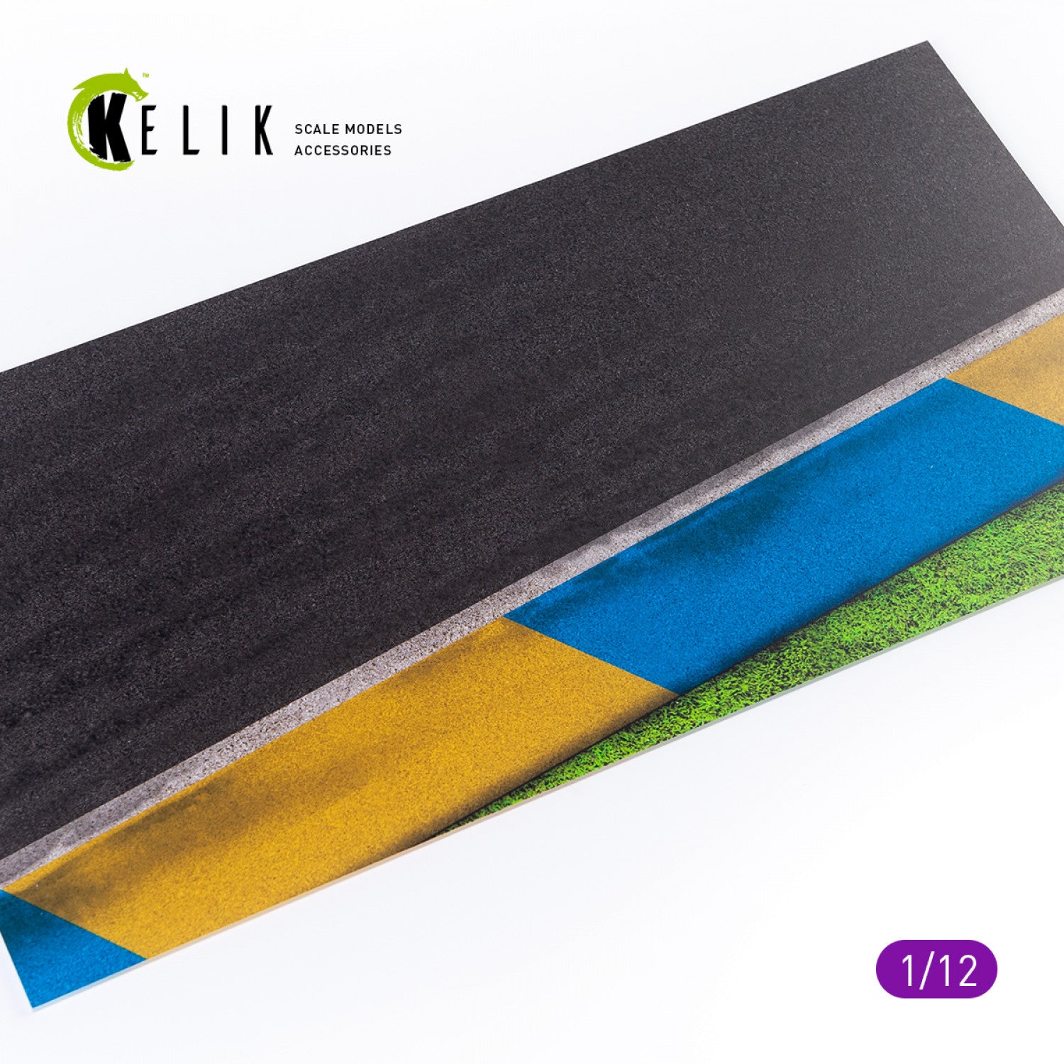 Asphalt road Moto race track type 1  Base - Acrylic 3 mm (180 x 357 mm) Scale 1:12 KeliK KS12001 Stands for Plastic Models