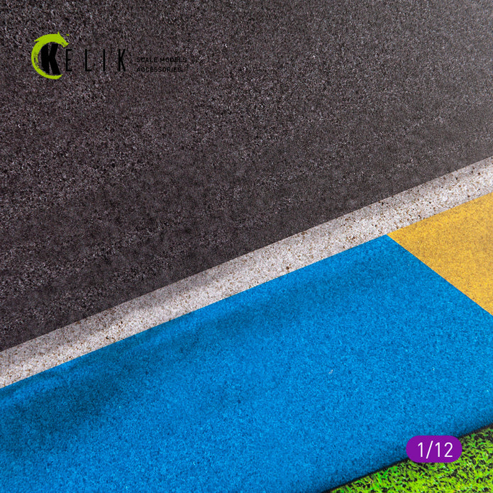 Asphalt road Moto race track type 1  Base - Acrylic 3 mm (180 x 357 mm) Scale 1:12 KeliK KS12001 Stands for Plastic Models