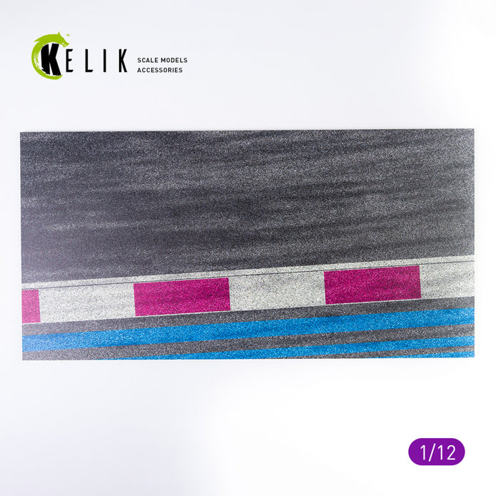 Asphalt road Moto race track type 3 Base - Acrylic 3 mm (180 x 357 mm) Scale 1:12 KeliK KS12003 Stands for Plastic Models