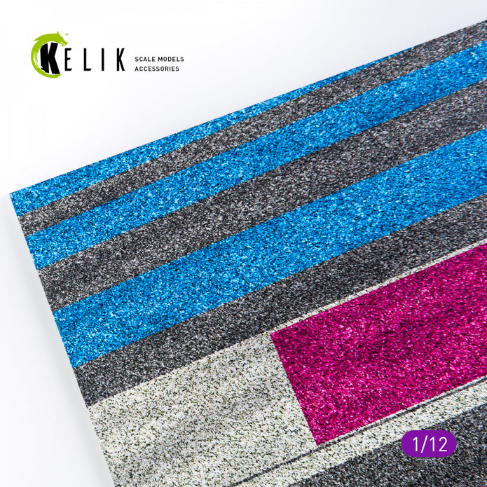 Asphalt road Moto race track type 3 Base - Acrylic 3 mm (180 x 357 mm) Scale 1:12 KeliK KS12003 Stands for Plastic Models