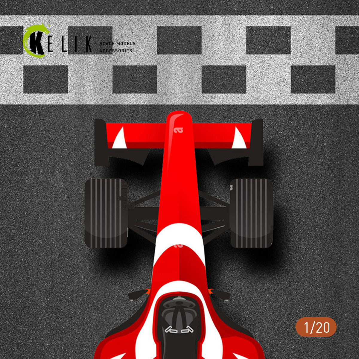 F1 Start Position Base - Acrylic 3 mm (180 x 357 mm) (210 g)(1/20) Scale 1:20 KeliK KS20001 Stands for Plastic Models
