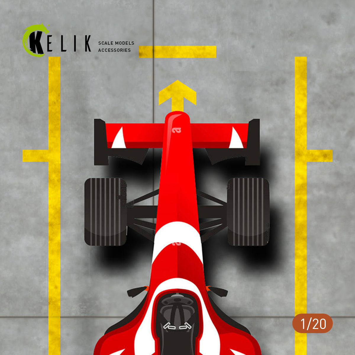 Pit-F1 Pitstop Type 1 Base - Acrylic 3 mm (180 x 357 mm) (210 g)(1/20) Scale 1:20 KeliK KS20003 Stands for Plastic Models