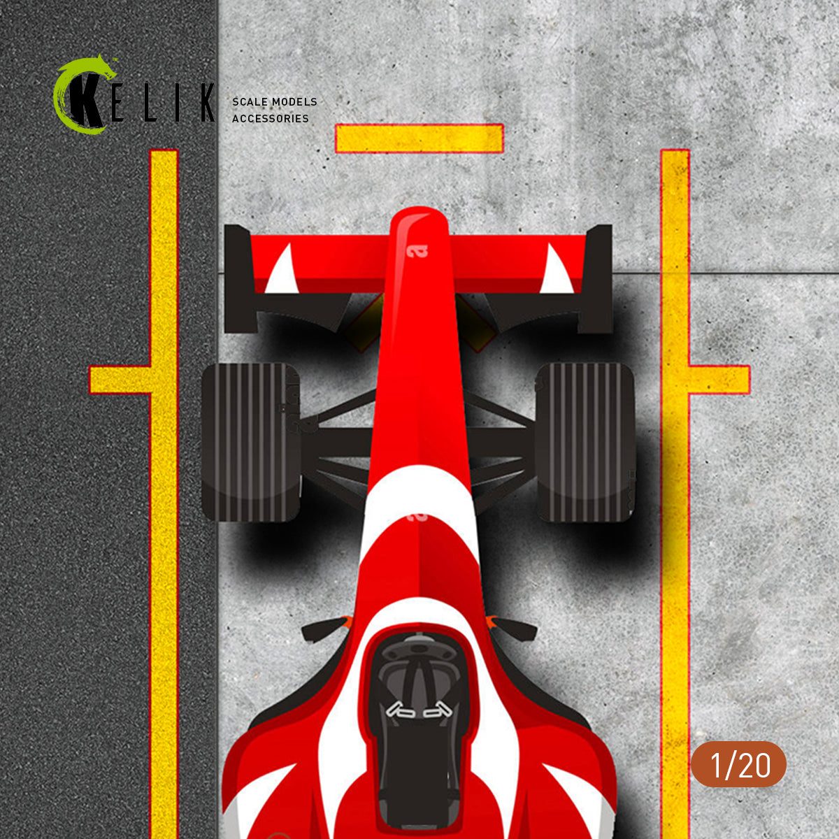 F1 Pitstop Type 2 Base - Acrylic 3 mm (180 x 357 mm) (210 g)(1/20) Scale 1:20 KeliK KS20004 Stands for Plastic Models