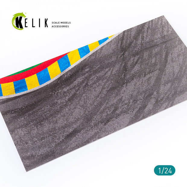 Asphalt road 24 Hours of Le Mans Turn Base - Acrylic 3 mm (180 x 357 mm)  Scale 1:24 KeliK KS24003 Stands for Plastic Models