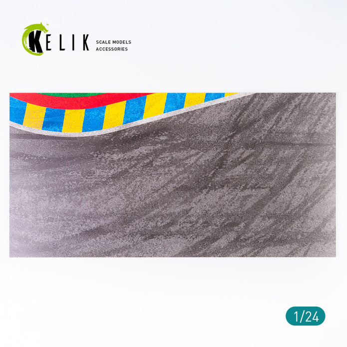 Asphalt road 24 Hours of Le Mans Turn Base - Acrylic 3 mm (180 x 357 mm)  Scale 1:24 KeliK KS24003 Stands for Plastic Models