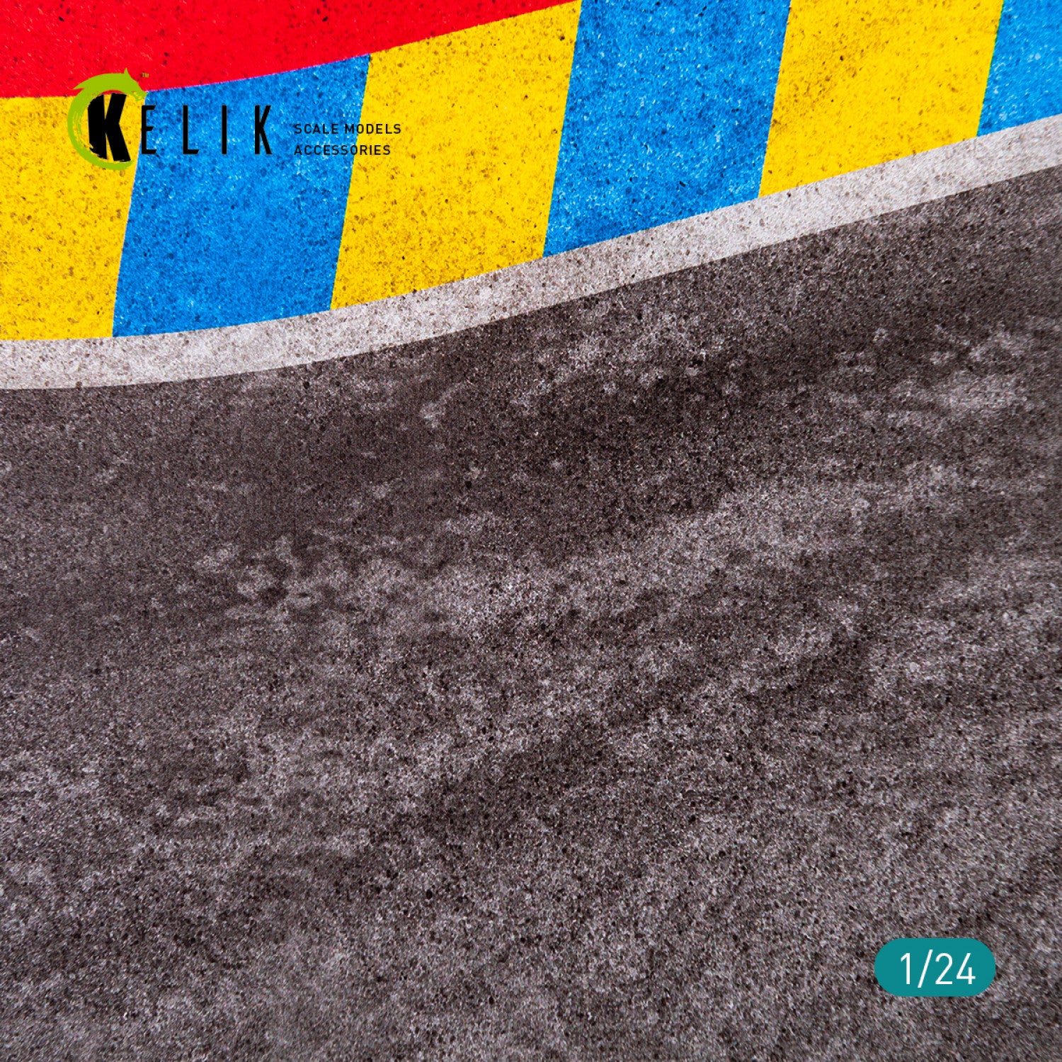 Asphalt road 24 Hours of Le Mans Turn Base - Acrylic 3 mm (180 x 357 mm)  Scale 1:24 KeliK KS24003 Stands for Plastic Models