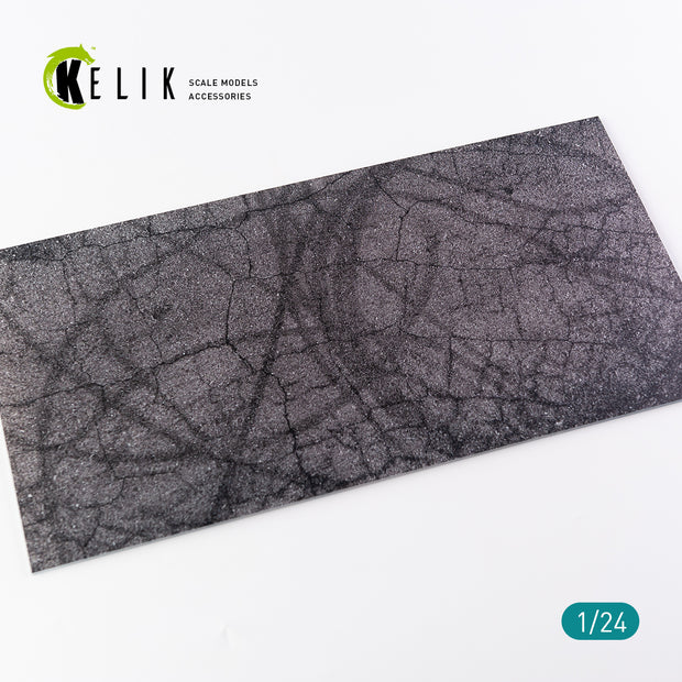 Cracked asphalt Base - Acrylic 3 mm (180 x 357 mm) (210 g) Scale 1:24 KeliK KS24009 Stands for Plastic Models