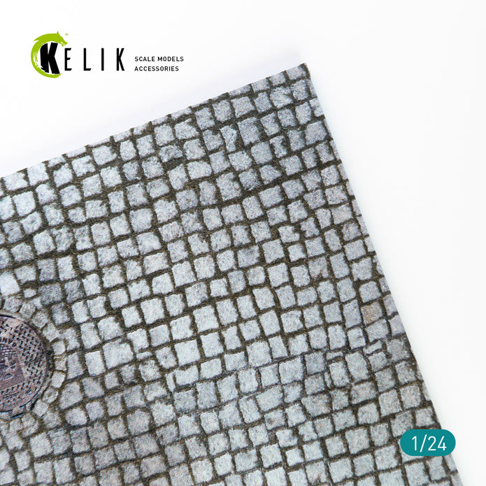 Paving stone road Base - Acrylic 3 mm (180 x 357 mm) (210 g) Scale 1:24 KeliK KS24010 Stands for Plastic Models