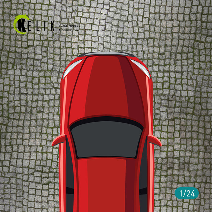 Paving stone road Base - Acrylic 3 mm (180 x 357 mm) (210 g) Scale 1:24 KeliK KS24010 Stands for Plastic Models