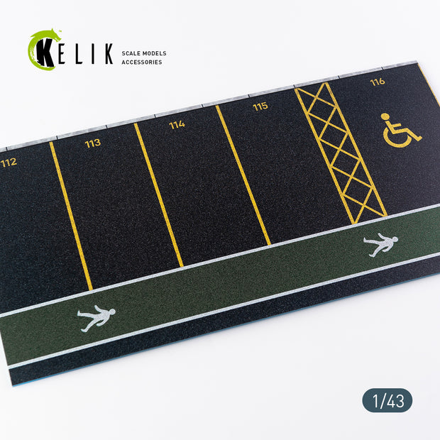 Supermarket Parking type 1 Base - Acrylic 3 mm (180 x 357 mm) (210 g)(1/43) Scale 1:43 KeliK KS43001 Stands for Plastic Models