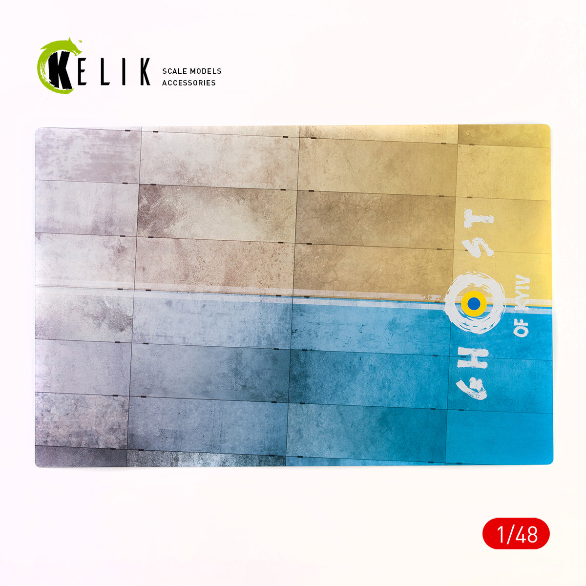 Concrete plates Ghost of Kyiv Base - Acrylic 3 mm (410 x 270 mm) (410 g) Scale 1:48 KeliK KS48003 Stands for Plastic Models