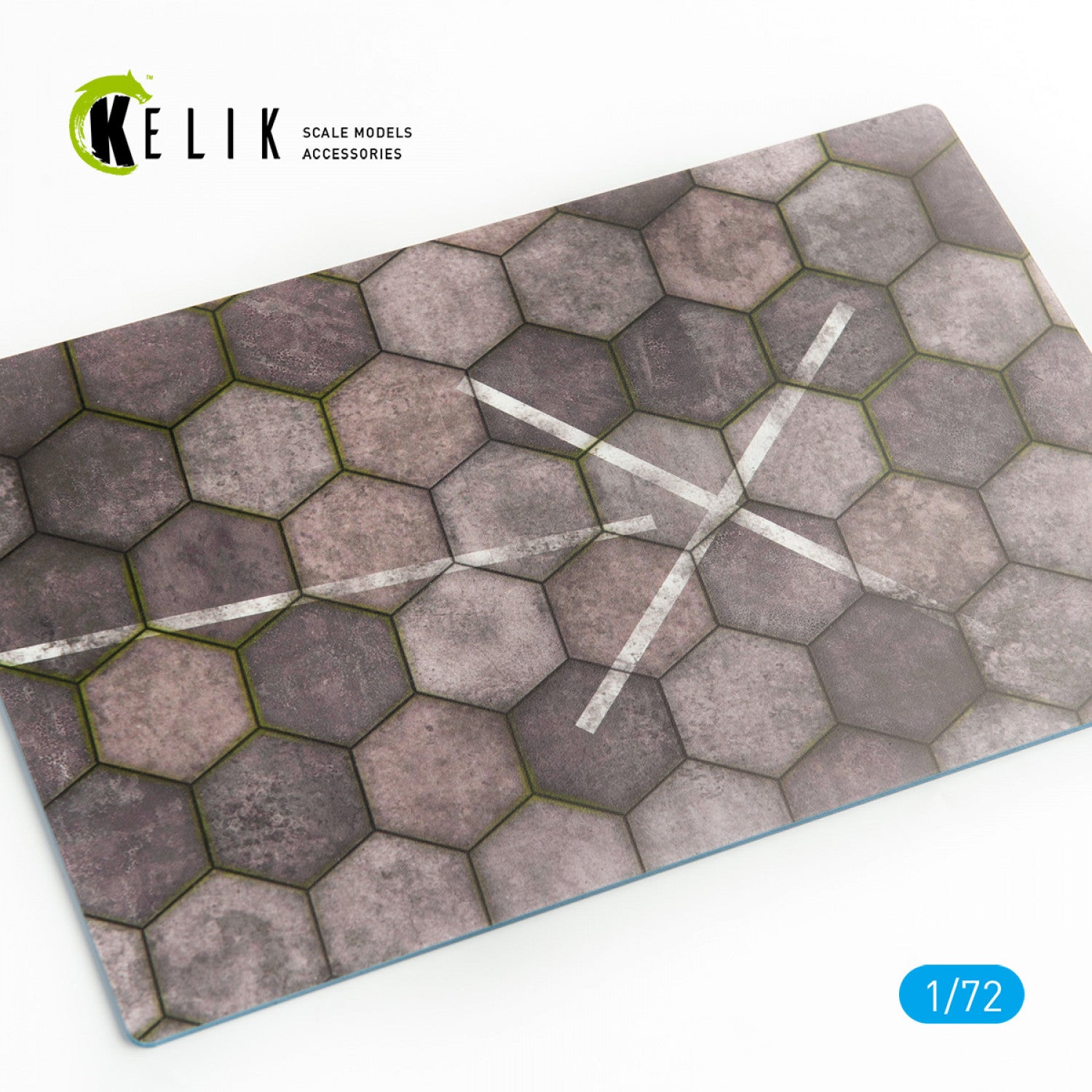 Hexagonnal concrete plates for Aircraft and Helicopters Base - Acrylic 3 mm (280 x 180 mm) (170 g) Scale 1:72 KeliK KS72004 Stands for Plastic Models