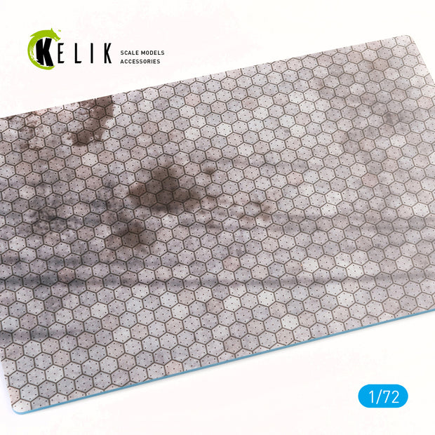 Swiss hexagonal concrete parking place Base - Acrylic 3 mm (280 x 180 mm) (170 g) Scale 1:72 KeliK KS72017 Stands for Plastic Models