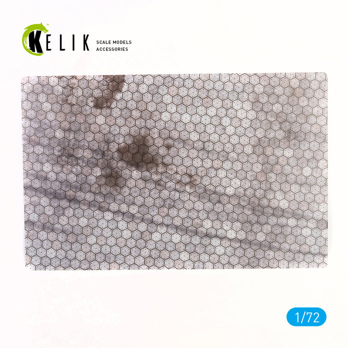 Swiss hexagonal concrete parking place Base - Acrylic 3 mm (280 x 180 mm) (170 g) Scale 1:72 KeliK KS72017 Stands for Plastic Models