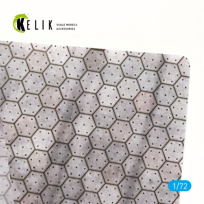 Swiss hexagonal concrete parking place Base - Acrylic 3 mm (280 x 180 mm) (170 g) Scale 1:72 KeliK KS72017 Stands for Plastic Models
