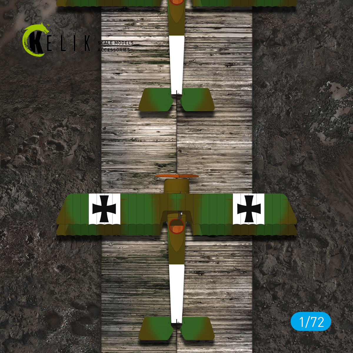 WW1 Wooden Runway (France) - Base - Acrylic 3 mm (180 x 214 mm) (130 g) Scale 1:72 KeliK KS72048 Stands for Plastic Models
