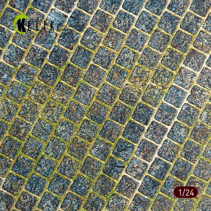 Cobblestone road 1910s-1930s Base - Acrylic 3 mm (280 x 180 mm) (170 g) Scale 1:24 KeliK KS24011 Stands for Plastic Models
