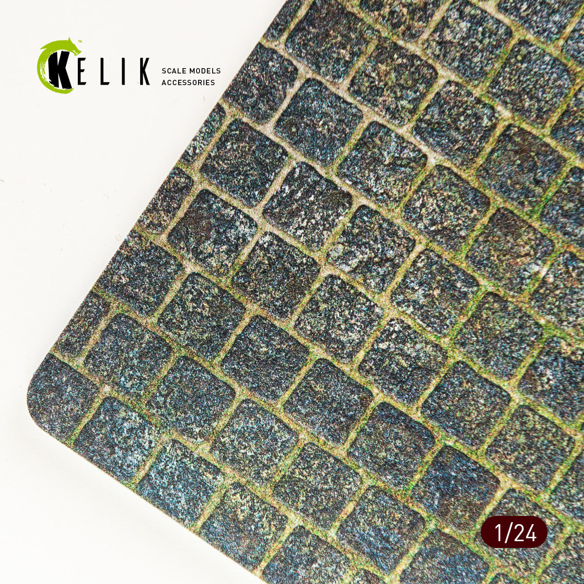 Cobblestone road 1910s-1930s Base - Acrylic 3 mm (280 x 180 mm) (170 g) Scale 1:24 KeliK KS24011 Stands for Plastic Models
