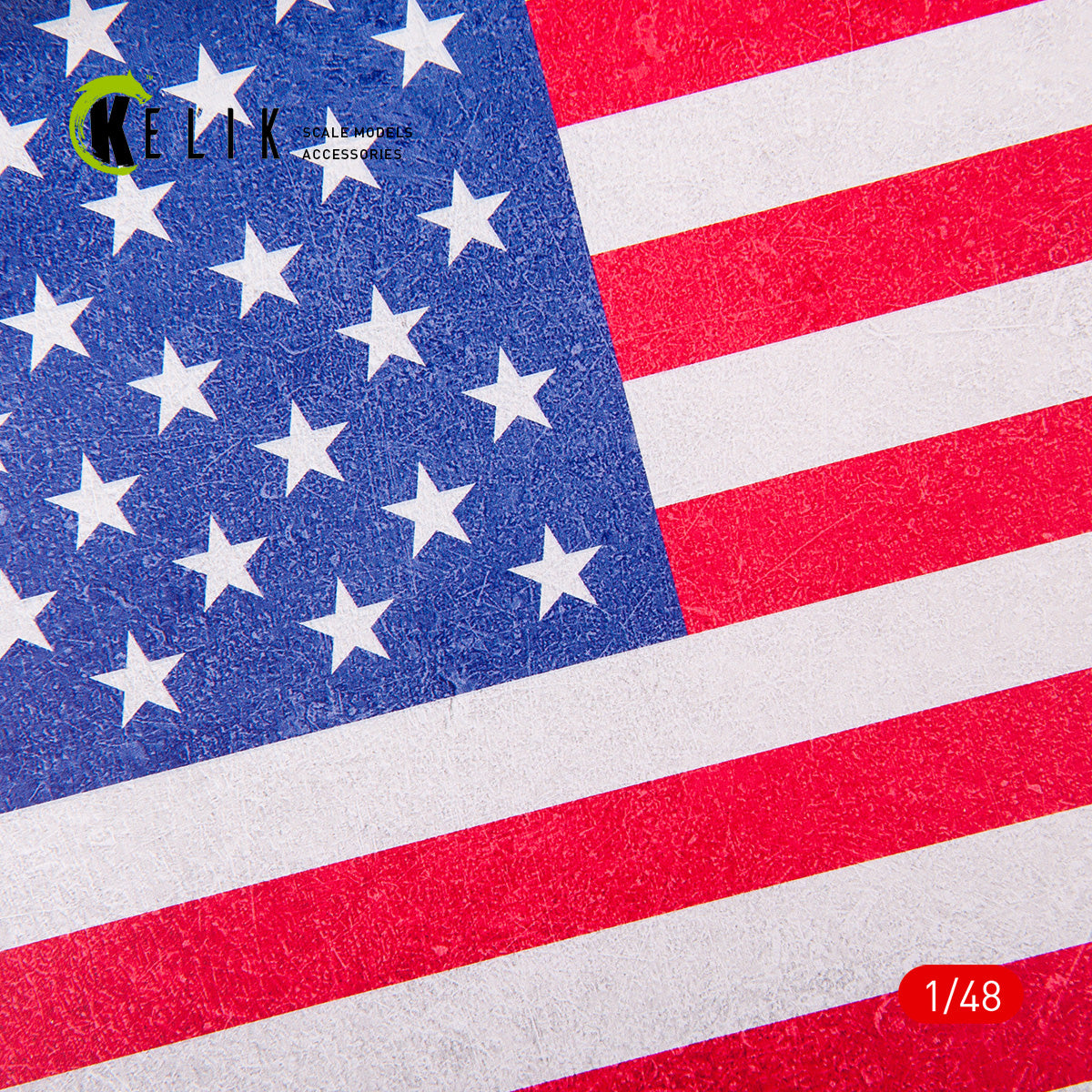 USA Flag - Acrylic 3 mm (410 x 270 mm) (410 g) Scale 1:48 KeliK KS48032 Stands for Plastic Models