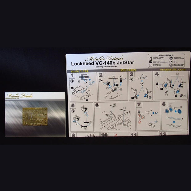 VC-140b Lockheed JetStar, Detailing set for model kit aircraft Exterior (Photoetch) Scale 1:144 (Recommended for kit: Roden) Metallic Details MD14409