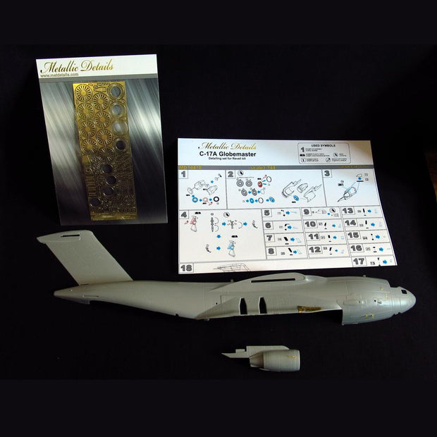 Boeing C-17A Globemaster, Detailing set for aircraft kit model Exterior (Photoetch) Scale 1:144 (Recommended for kit: Revell) Metallic Details MD14410
