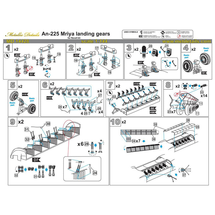 An-225 Mrija, Landing gears (for Revell) Scale 1:144 Metallic Details MD14428