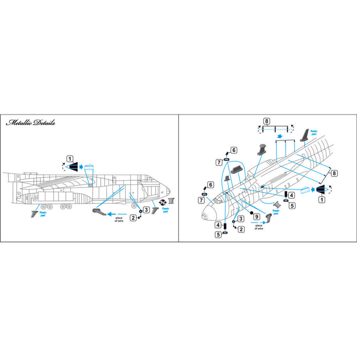 C-5B Galaxy, Antennas (for Roden) Scale 1:144 Metallic Details MD14435