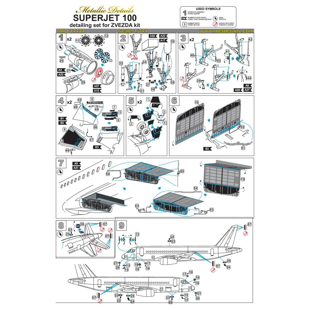 Superjet 100 (for Zvezda) Scale 1:144 Metallic Details MD14444