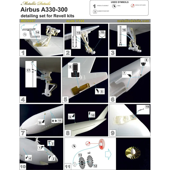 Airbus A330-300 Detailing Set (Photo-etched parts) (for Revell) Scale 1:144 Metallic Details MD14447