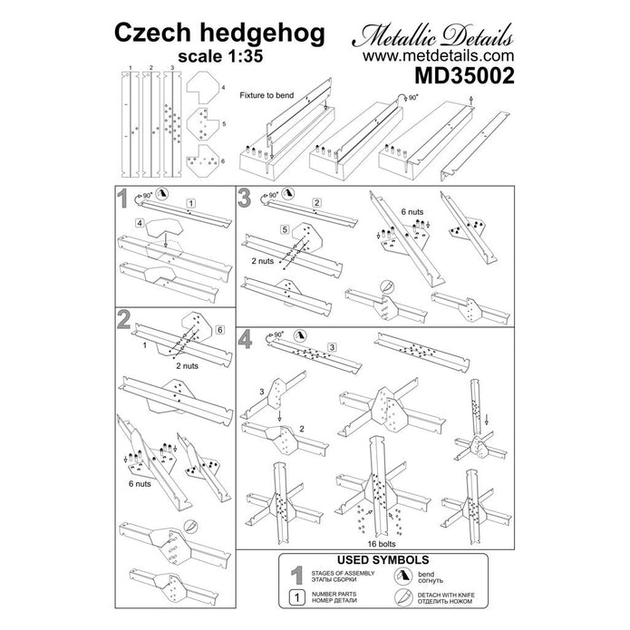 Czech Hedgehog, Anti Tank Baricades Scale 1:35 Metallic Details MD3502