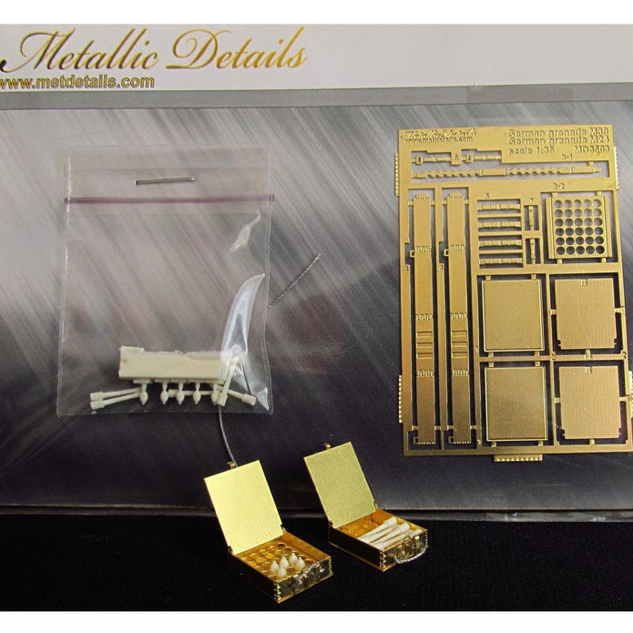 A box of German M39 grenades and a box of M24 grenades, Resin grenades with etched boxes Scale 1:35 Metallic Details MD3503