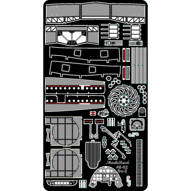Sukhoi Su-2, Detailing set for aircraft model Interior and Exterior Scale 1:48 Photoetch (Recommended for kit: Zvezda) Metallic Details MD4802