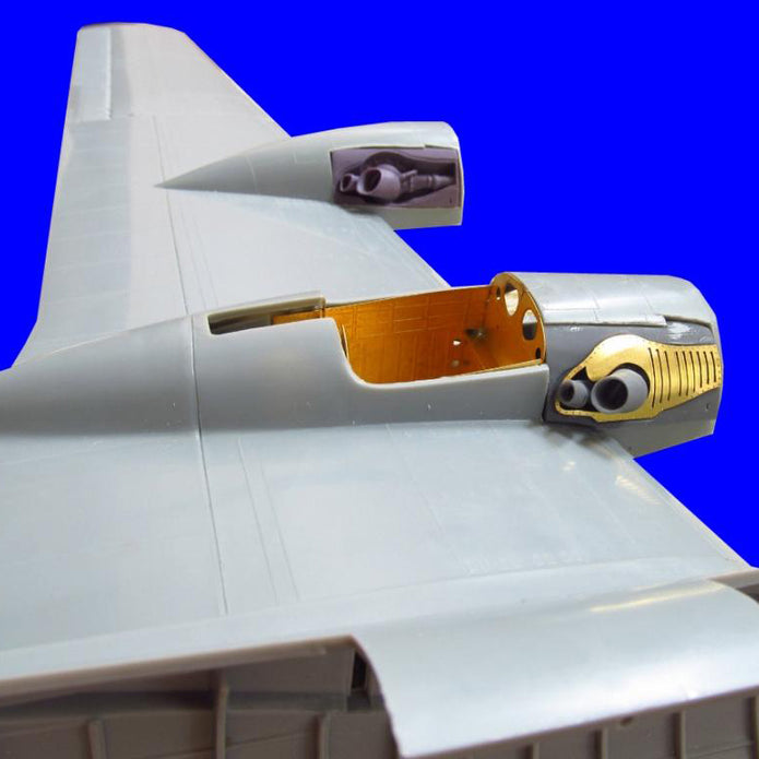 Boeing B-29 Superfortress, Detailing set for aircraft model Engine cars (Engine, Compressor exhaust, Landing Gear Bays) Scale 1:48 Photoetch, Resin (Recommended for kit: Revell, Monogram) Metallic Details MD4805