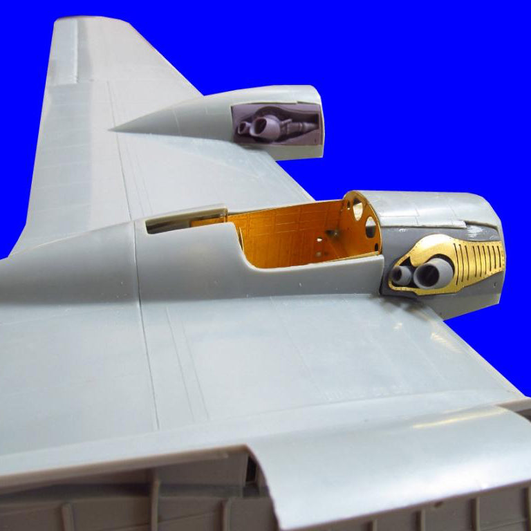 Boeing B-29 Superfortress, Detailing set for aircraft model Engine cars (Engine, Compressor exhaust, Landing Gear Bays) Scale 1:48 Photoetch, Resin (Recommended for kit: Revell, Monogram) Metallic Details MD4805
