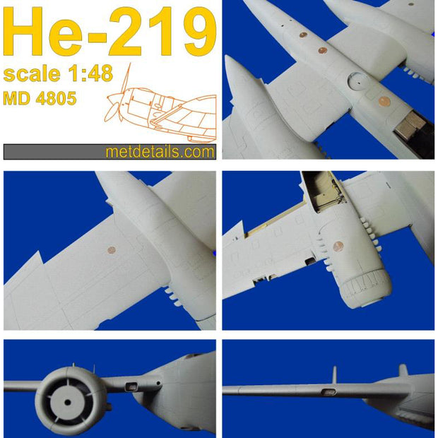 Heinkel He-219 A-7 UHU Detailing set for aircraft model Exterior, Scale 1:48 Photoetch (Recommended for kit: Tamiya) Metallic Details MD4806