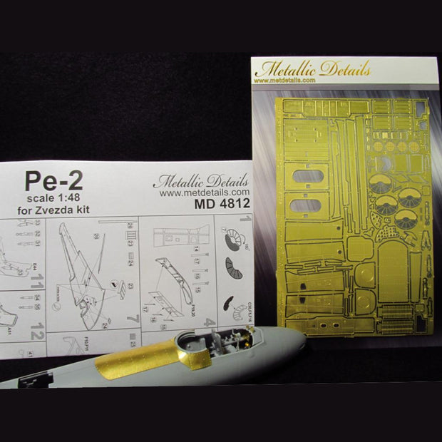 Petlyakov Pe-2, Detailing set for aircraft model Interior and Exterior, Scale 1:48 Photoetch (Recommended for kit: Zvezda) Metallic Details MD4812