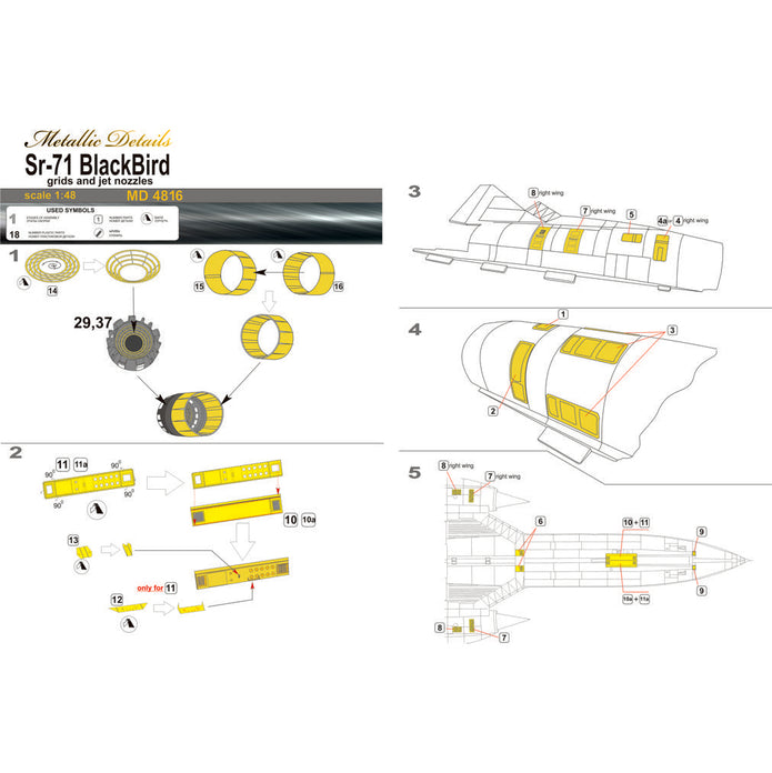 Lockheed SR-71 Blackbird, Grides and Jet Nozzles, Exterior Details (for Testors/Italeri) Scale 1:48 Metallic Details MD4816
