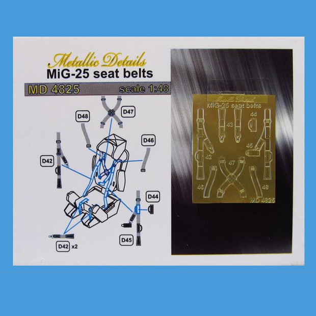 Mikoyan MiG-25, Seat Belts for aircraft models Scale 1:48 Photoetch (Recommended for kit: ICM) Metallic Details MD4825