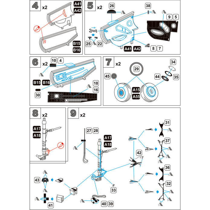 Sukhoi Su-27, Wheel Bays and Landing Gears (for Academy) Scale 1:48 Metallic Details MD4838